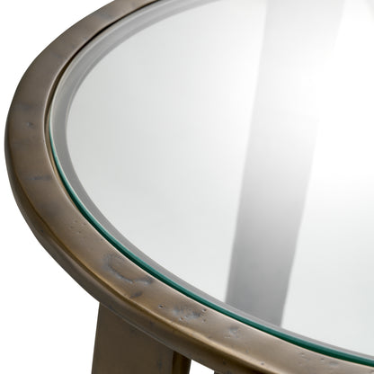 Eichholtz Cambronne Side Table, Bronze, Clear Glass Top (119210)
