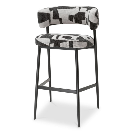 Eichholtz Folsom Bar Stool, Brooklyn Black, Black Legs (A119217)