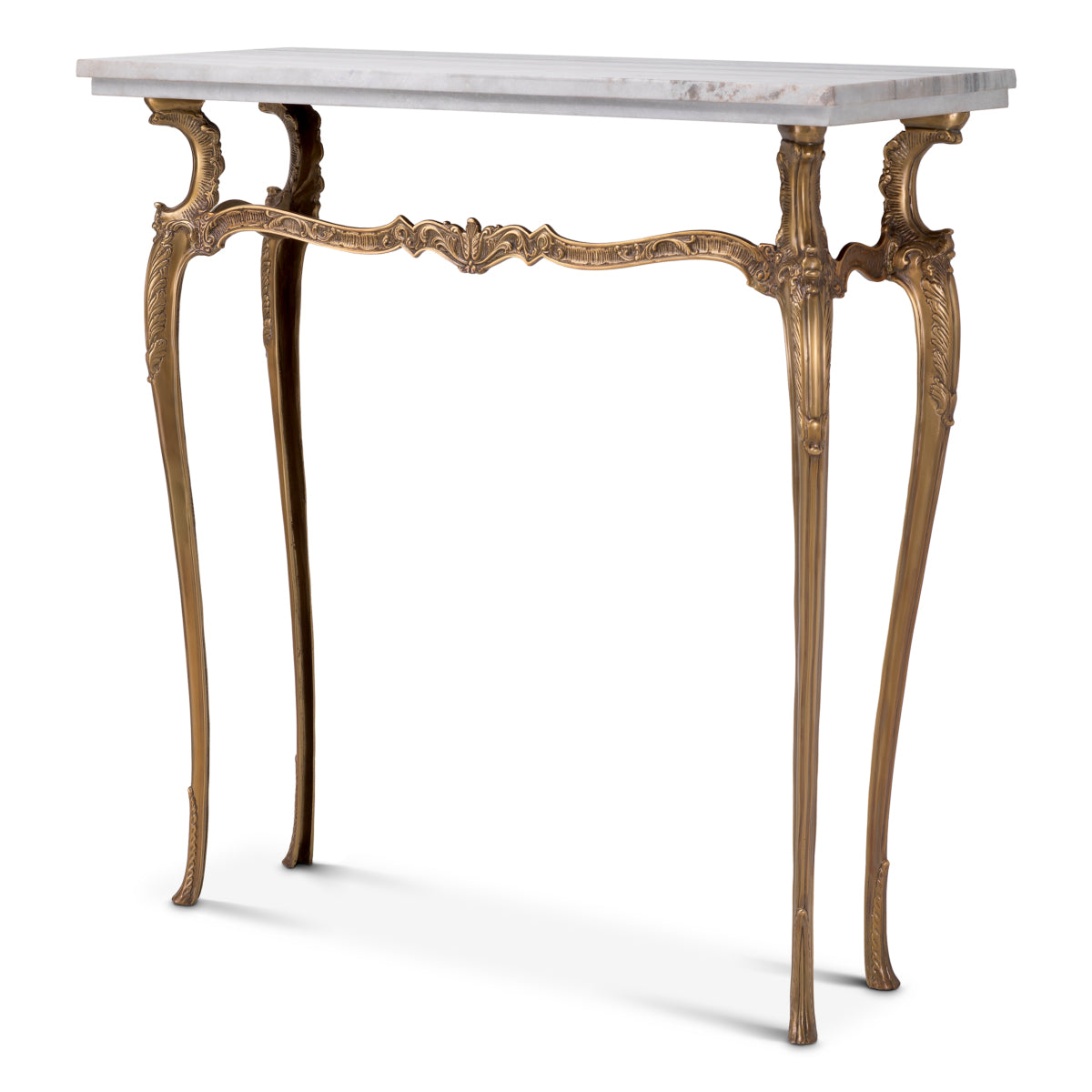 Eichholtz Fabiola Console Table, Vintage Brass, White Marble Top (119226)