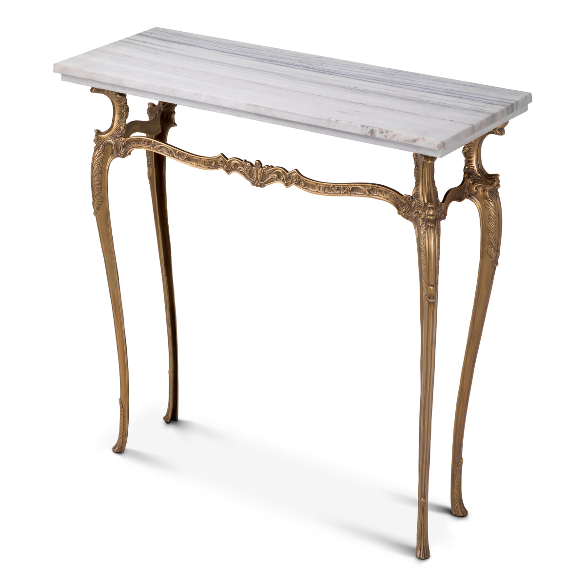 Eichholtz Fabiola Console Table, Vintage Brass, White Marble Top (119226)