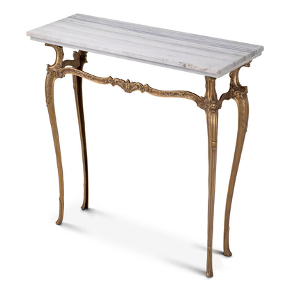 Eichholtz Fabiola Console Table, Vintage Brass, White Marble Top (119226)
