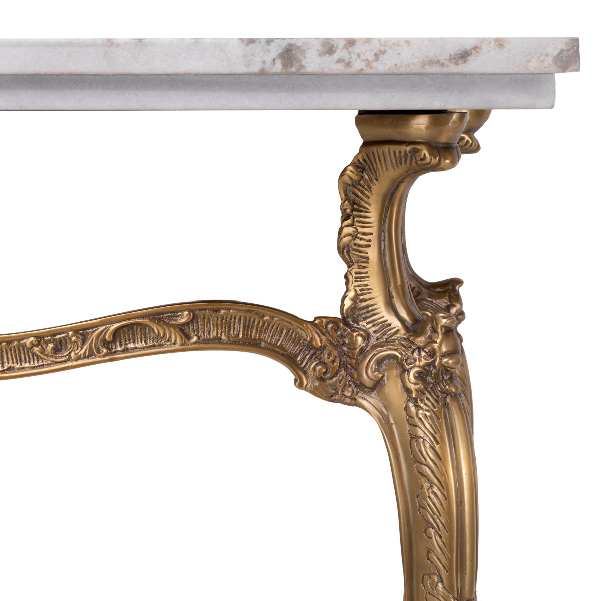 Eichholtz Fabiola Console Table, Vintage Brass, White Marble Top (119226)