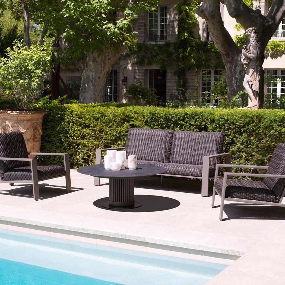 Eichholtz Belle Vue Outdoor Sofa, Grey, Grey Faux Rattan (119229)