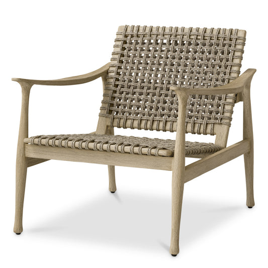 Eichholtz Manzo Outdoor Chair, Aged Teak, Greige Rope (119230)