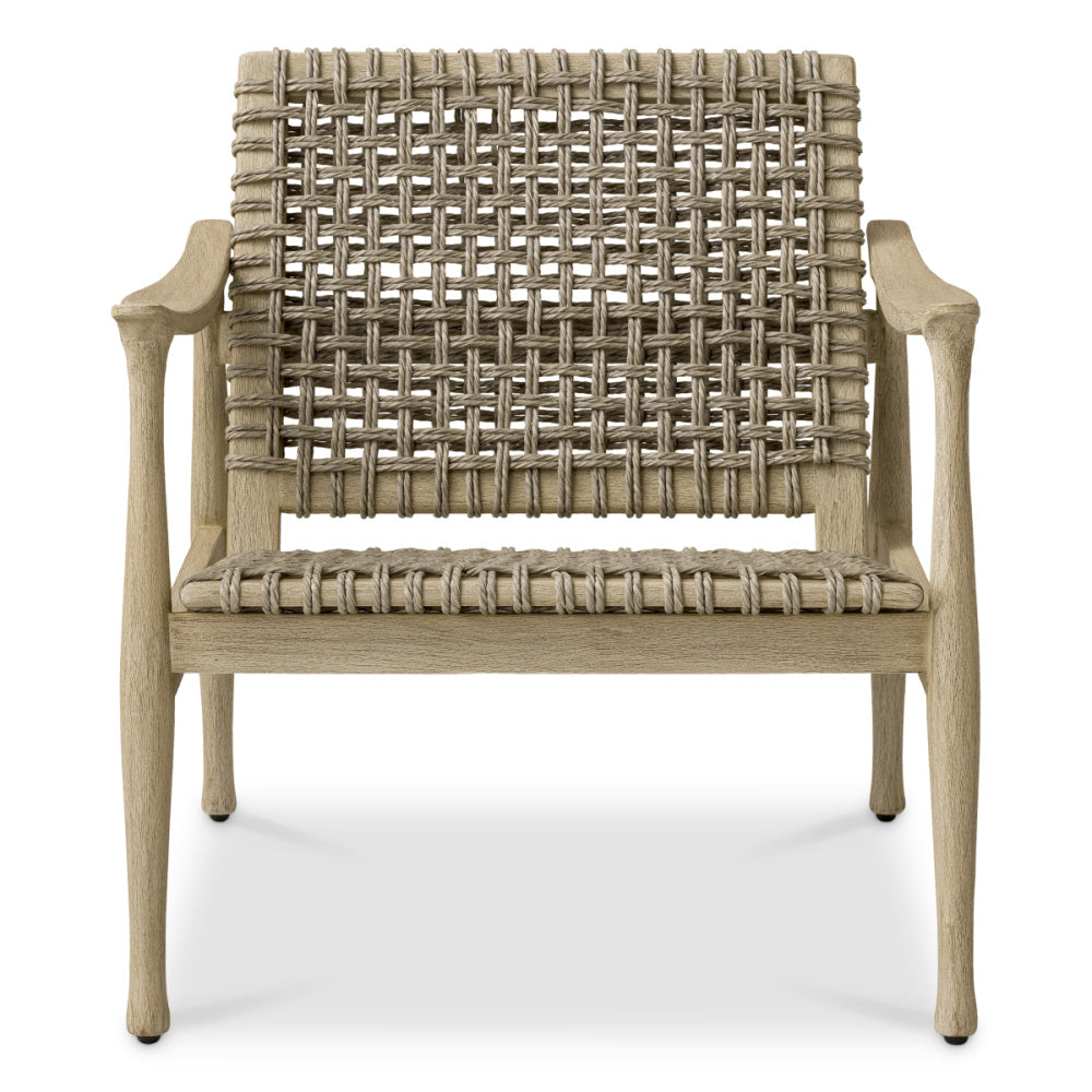 Eichholtz Manzo Outdoor Chair, Aged Teak, Greige Rope (119230)