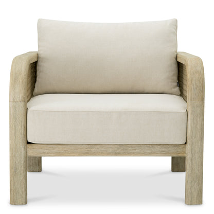 Eichholtz Julian Outdoor Chair, Aged Teak, Beige Rope, Viola Sand (A119249)