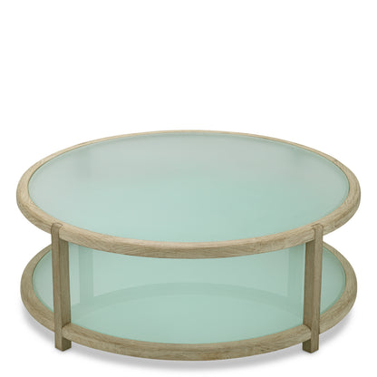 Eichholtz Anthony Outdoor Coffee Table, Aged Teak, Frosted Glass (119251)