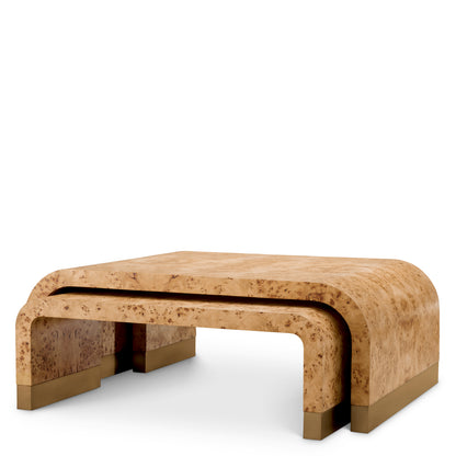 Eichholtz Quinton Coffee Table, Light Brown Mappa Burl Veneer, Antique Brass (119325)