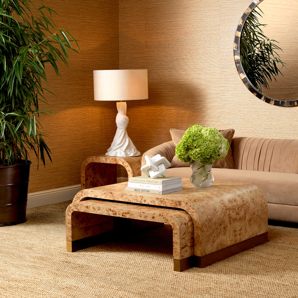 Eichholtz Quinton Coffee Table, Light Brown Mappa Burl Veneer, Antique Brass (119325)