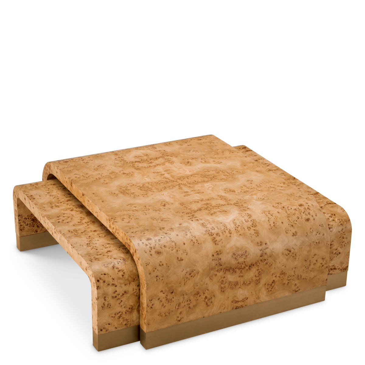 Eichholtz Quinton Coffee Table, Light Brown Mappa Burl Veneer, Antique Brass (119325)