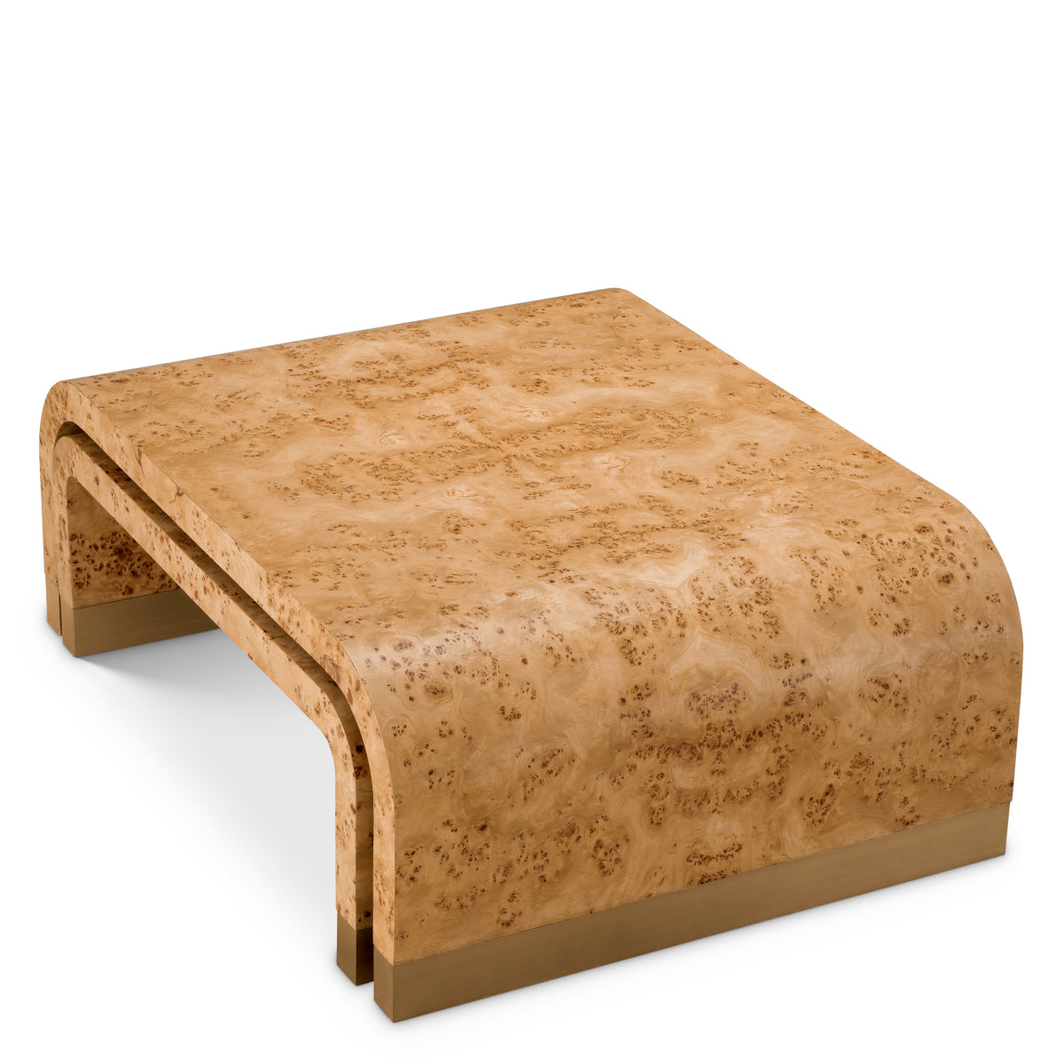 Eichholtz Quinton Coffee Table, Light Brown Mappa Burl Veneer, Antique Brass (119325)