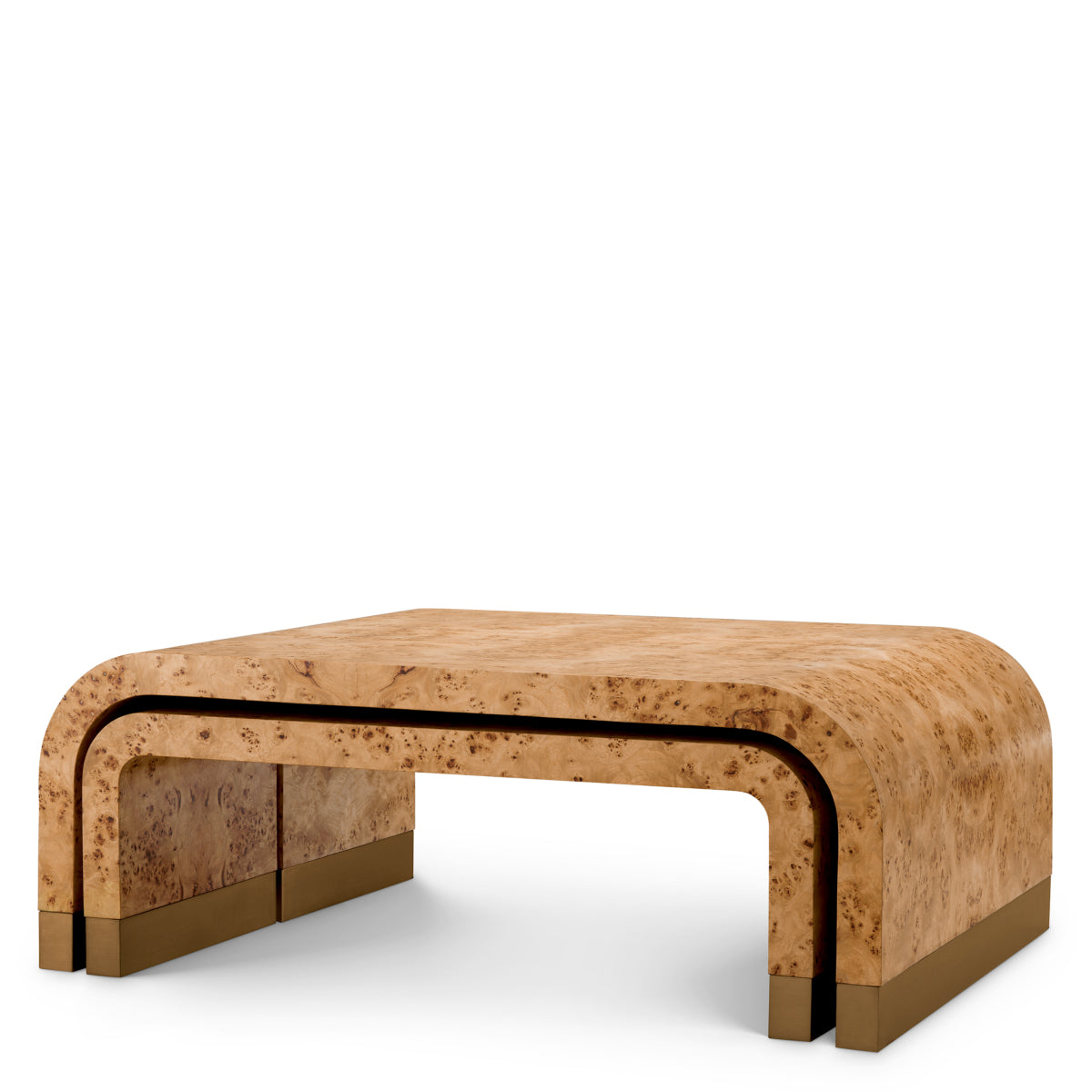 Eichholtz Quinton Coffee Table, Light Brown Mappa Burl Veneer, Antique Brass (119325)