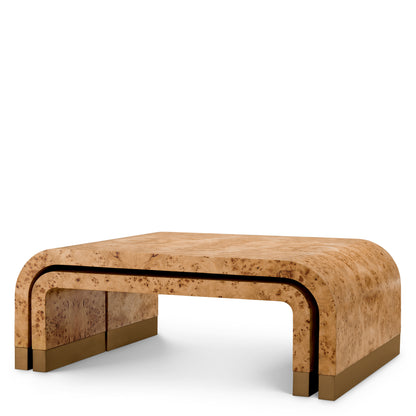 Eichholtz Quinton Coffee Table, Light Brown Mappa Burl Veneer, Antique Brass (119325)