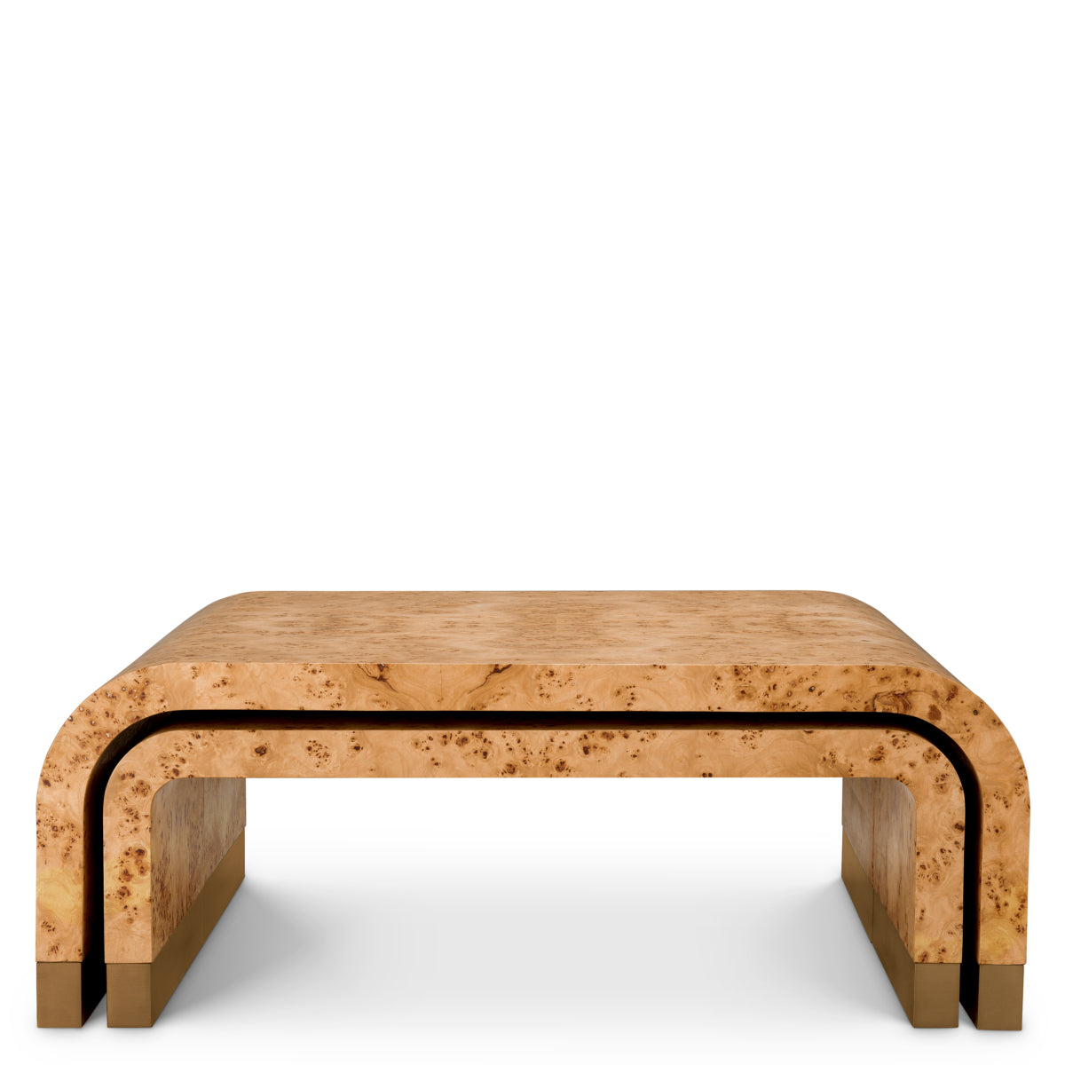 Eichholtz Quinton Coffee Table, Light Brown Mappa Burl Veneer, Antique Brass (119325)
