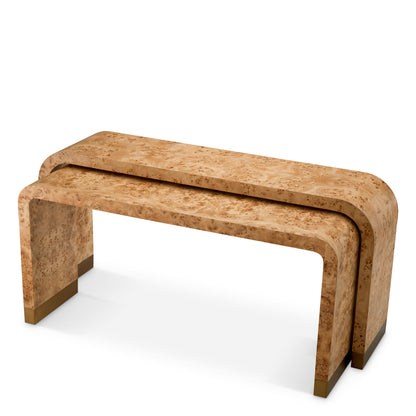 Eichholtz Quinton Console Table, Light Brown Mappa Burl Veneer, Antique Brass (119327)