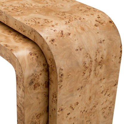 Eichholtz Quinton Console Table, Light Brown Mappa Burl Veneer, Antique Brass (119327)