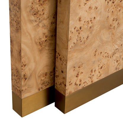 Eichholtz Quinton Console Table, Light Brown Mappa Burl Veneer, Antique Brass (119327)