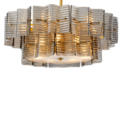 Eichholtz Silvano Chandelier, Smoke Glass, Frosted Glass, Antique Brass (119341UL)
