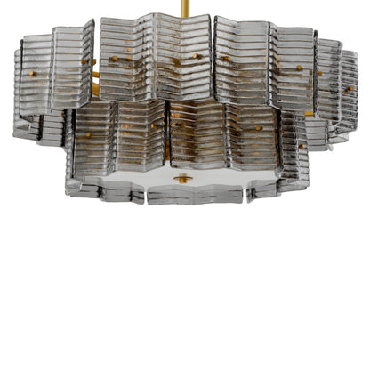 Eichholtz Silvano Chandelier, Smoke Glass, Frosted Glass, Antique Brass (119341UL)