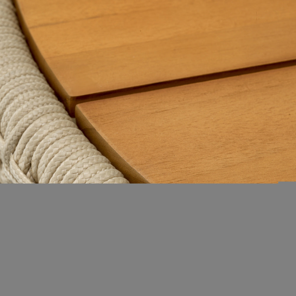 Eichholtz Trinity Outdoor Side Table, Natural Teak, Cream Rope (119352)