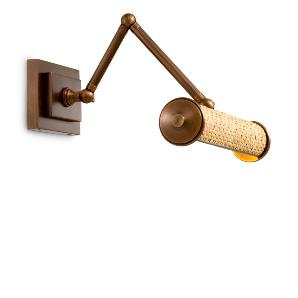 Eichholtz Luca Wall Lamp, Small, Natural Rattan, Antique Brass (119353UL)