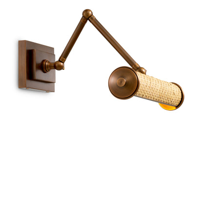 Eichholtz Luca Wall Lamp, Small, Natural Rattan, Antique Brass (119353UL)