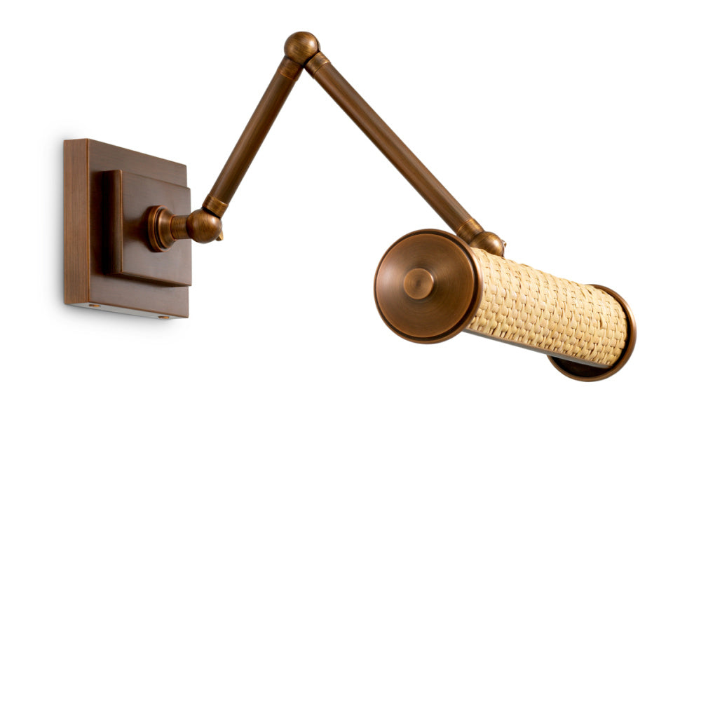Eichholtz Luca Wall Lamp, Small, Natural Rattan, Antique Brass (119353UL)