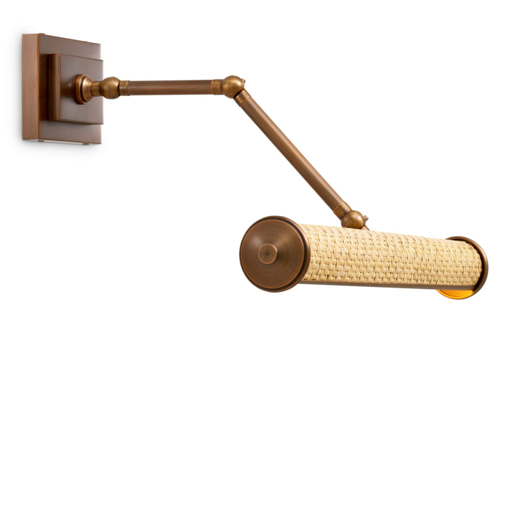 Eichholtz Luca Wall Lamp, Large, Natural Rattan, Antique Brass (119354UL)