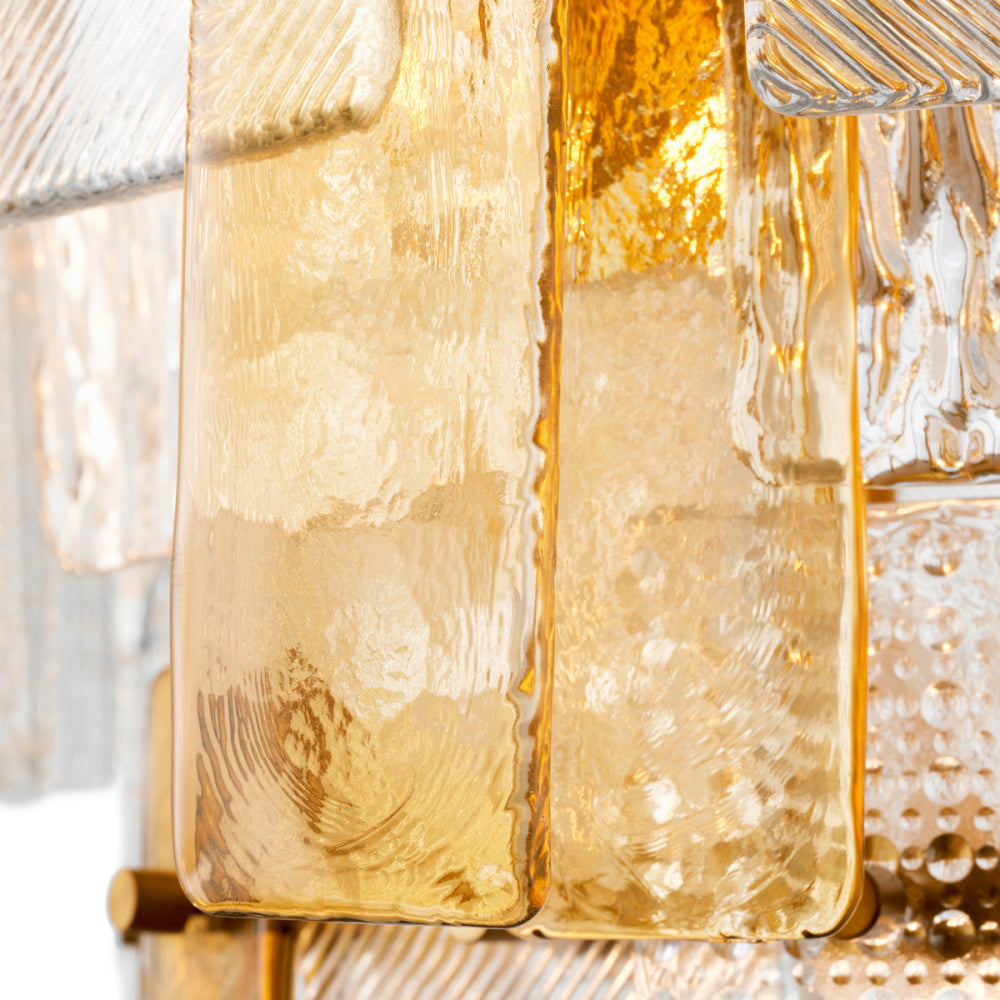 Eichholtz Cassiano Chandelier, Textured Glass, Antique Brass (119356UL)