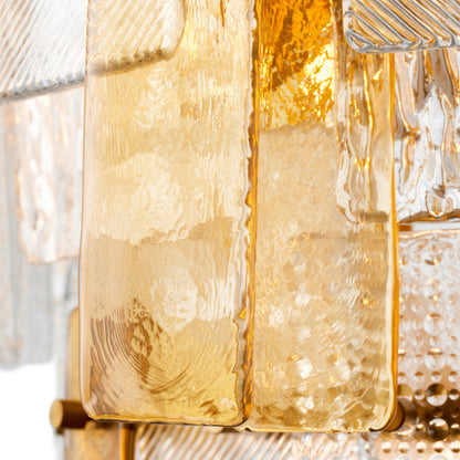 Eichholtz Cassiano Chandelier, Textured Glass, Antique Brass (119356UL)