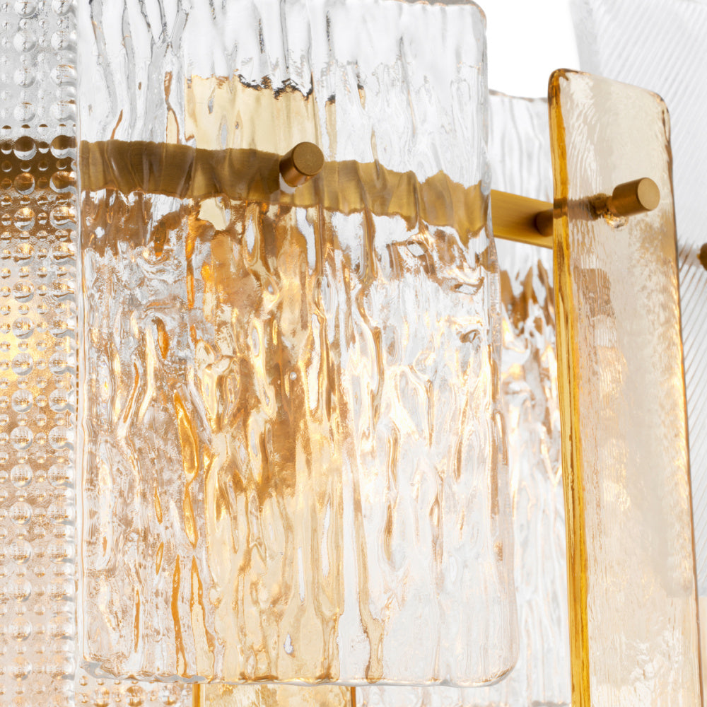 Eichholtz Cassiano Chandelier, Textured Glass, Antique Brass (119356UL)
