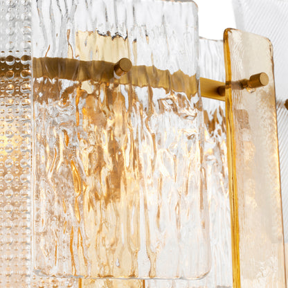 Eichholtz Cassiano Chandelier, Textured Glass, Antique Brass (119356UL)