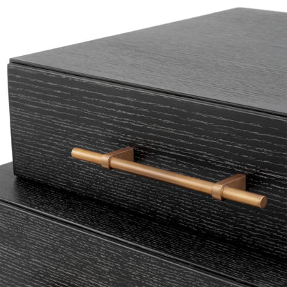 Eichholtz Evendale Nightstand, Charcoal Oak Veneer, Brushed Brass (119389)