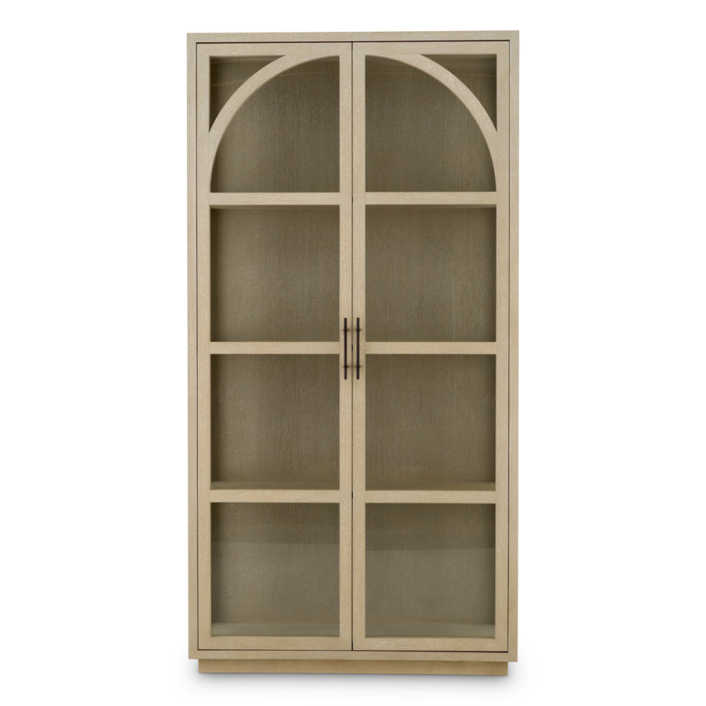 Eichholtz San Bernardino Cabinet, Washed Oak Veneer, Clear Glass, Bronze (119397)