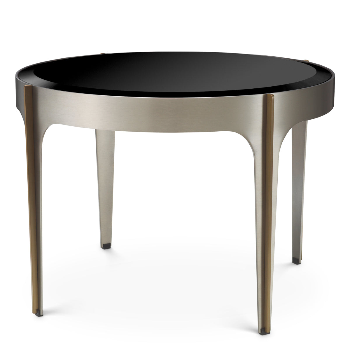 Eichholtz Artemisa Side Table, Brushed Steel, Black Bevelled Glass (119424)