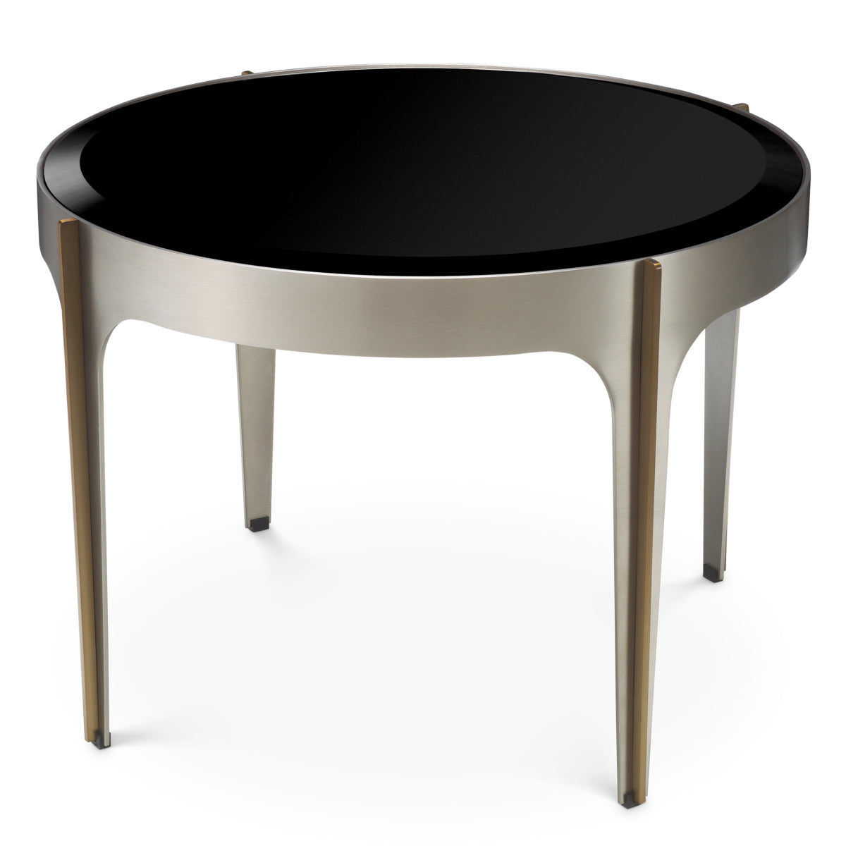 Eichholtz Artemisa Side Table, Brushed Steel, Black Bevelled Glass (119424)