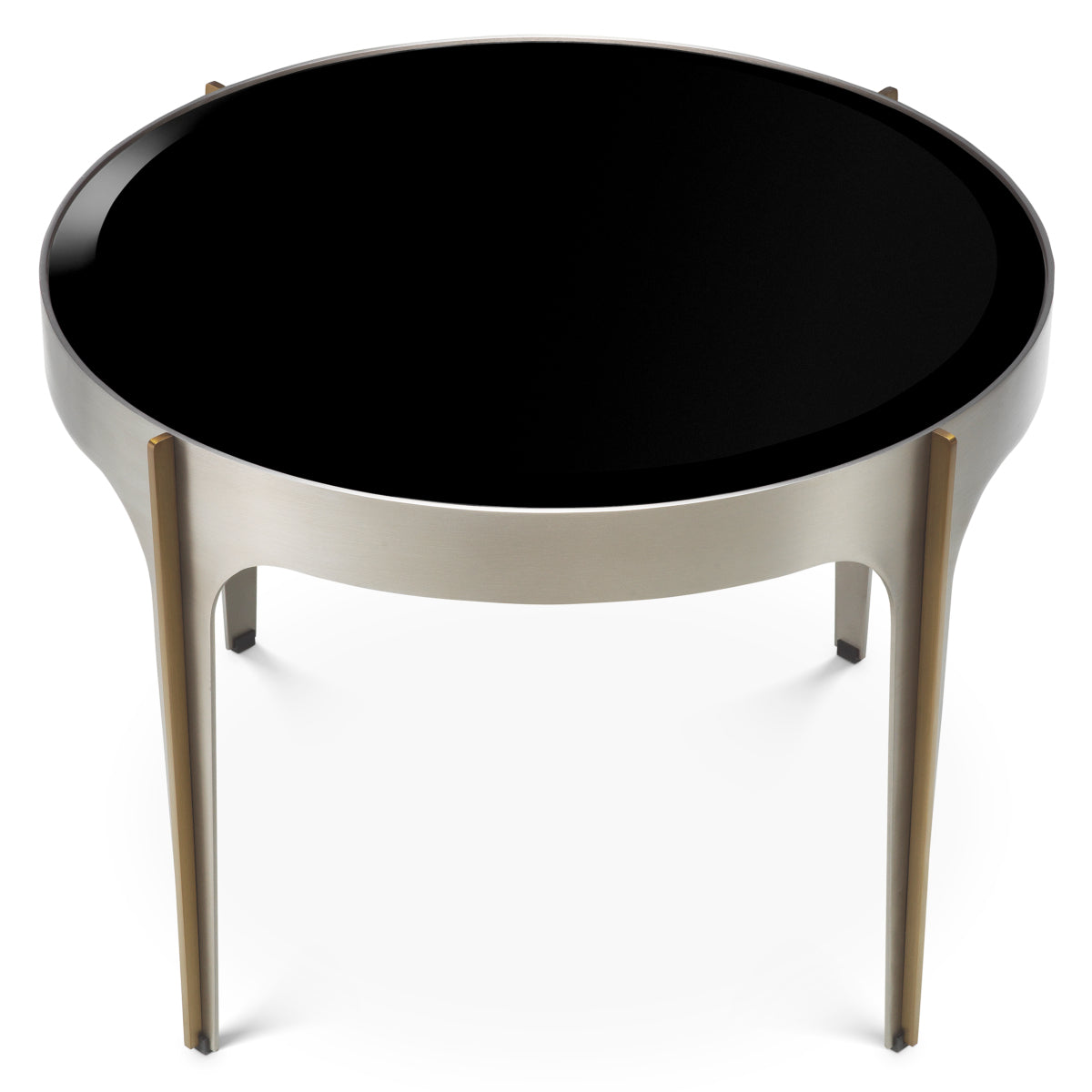 Eichholtz Artemisa Side Table, Brushed Steel, Black Bevelled Glass (119424)