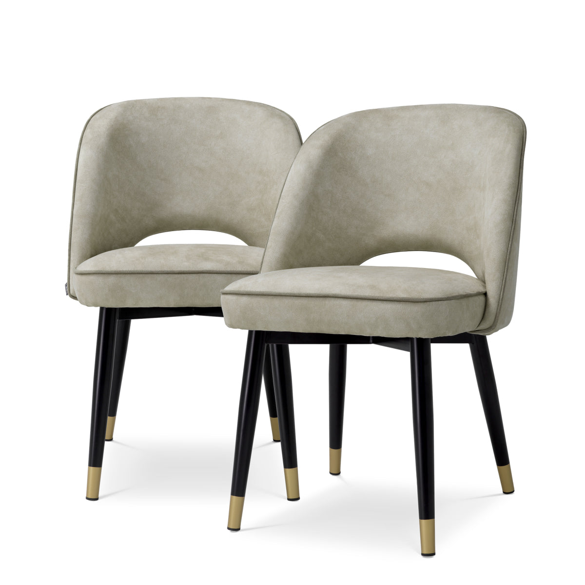 Eichholtz Cliff Dining Chair, Mayer Silver, Grey Piping, Black And Brass Legs (A119446)