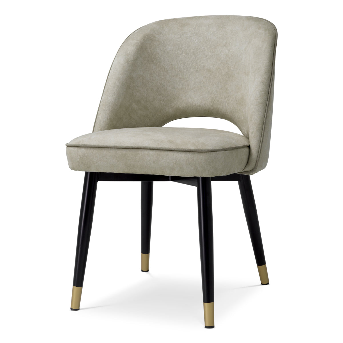 Eichholtz Cliff Dining Chair, Mayer Silver, Grey Piping, Black And Brass Legs (A119446)