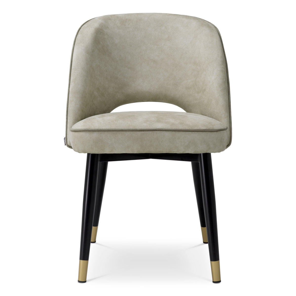 Eichholtz Cliff Dining Chair, Mayer Silver, Grey Piping, Black And Brass Legs (A119446)