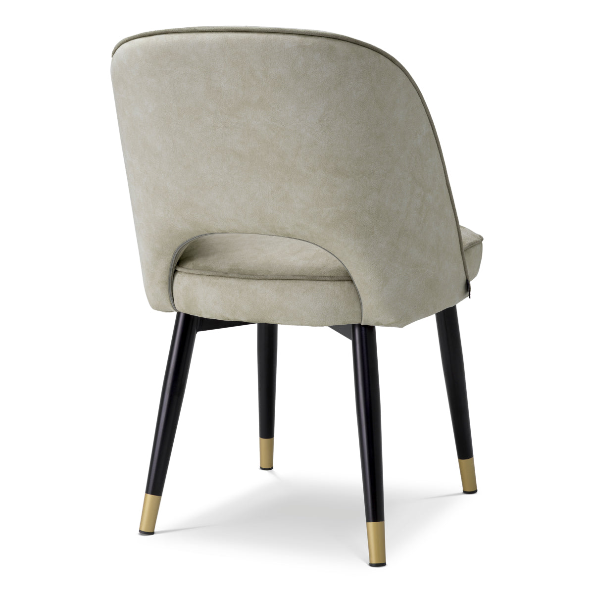 Eichholtz Cliff Dining Chair, Mayer Silver, Grey Piping, Black And Brass Legs (A119446)