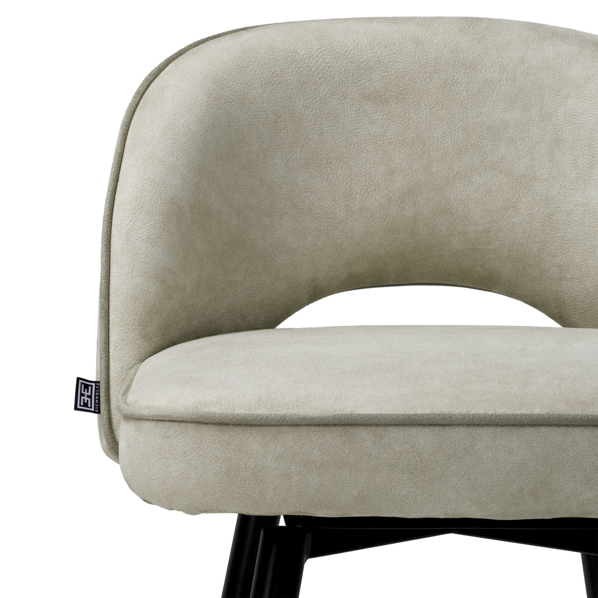 Eichholtz Cliff Bar Stool, Mayer Silver, Grey Piping, Black And Brass Swivel Base (A119447)