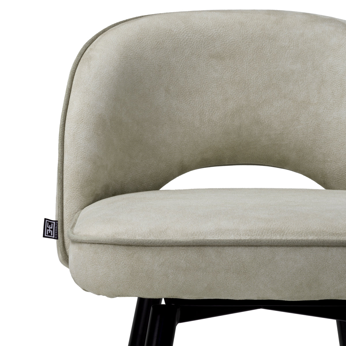 Eichholtz Cliff Counter Stool, Mayer Silver, Grey Piping, Black And Brass Legs (A119448)
