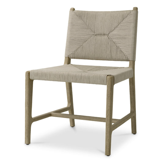 Eichholtz Pivetti Outdoor Dining Chair, Aged Teak, Light Grey Rope (119464)