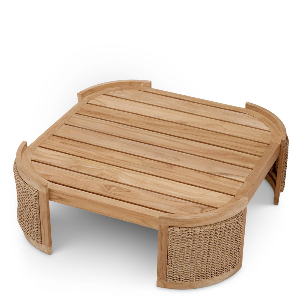 Eichholtz Marenzo Outdoor Coffee table, Natural Teak, Faux Rattan (119482)