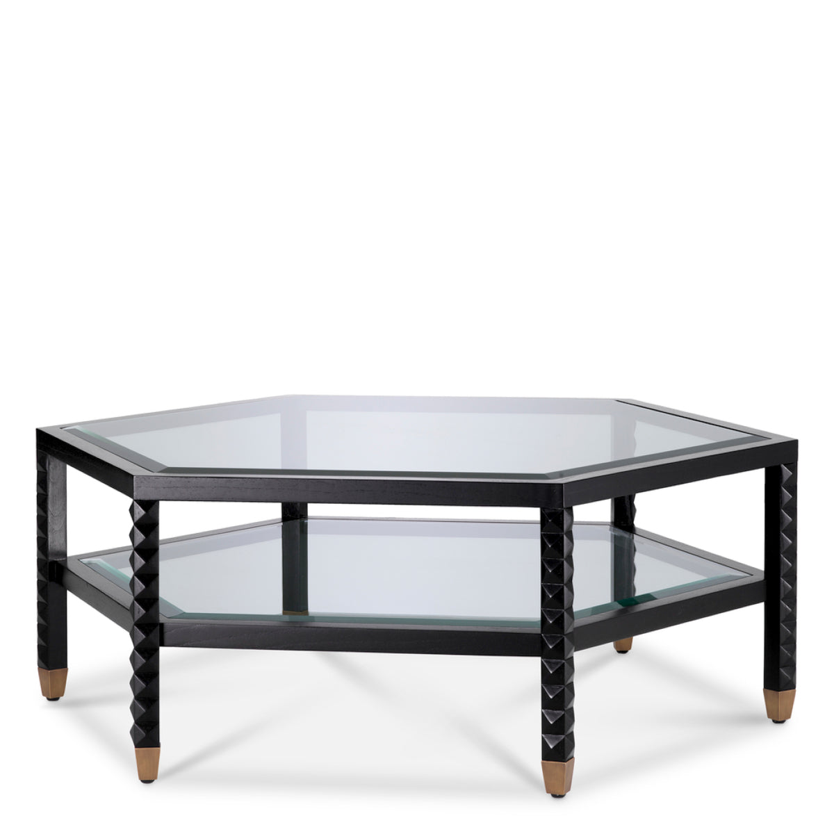 Eichholtz Cornelius Coffee Table, Classic Black, Bevelled Glass (119502)