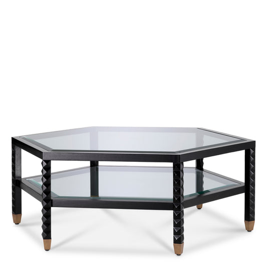 Eichholtz Cornelius Coffee Table, Classic Black, Bevelled Glass (119502)