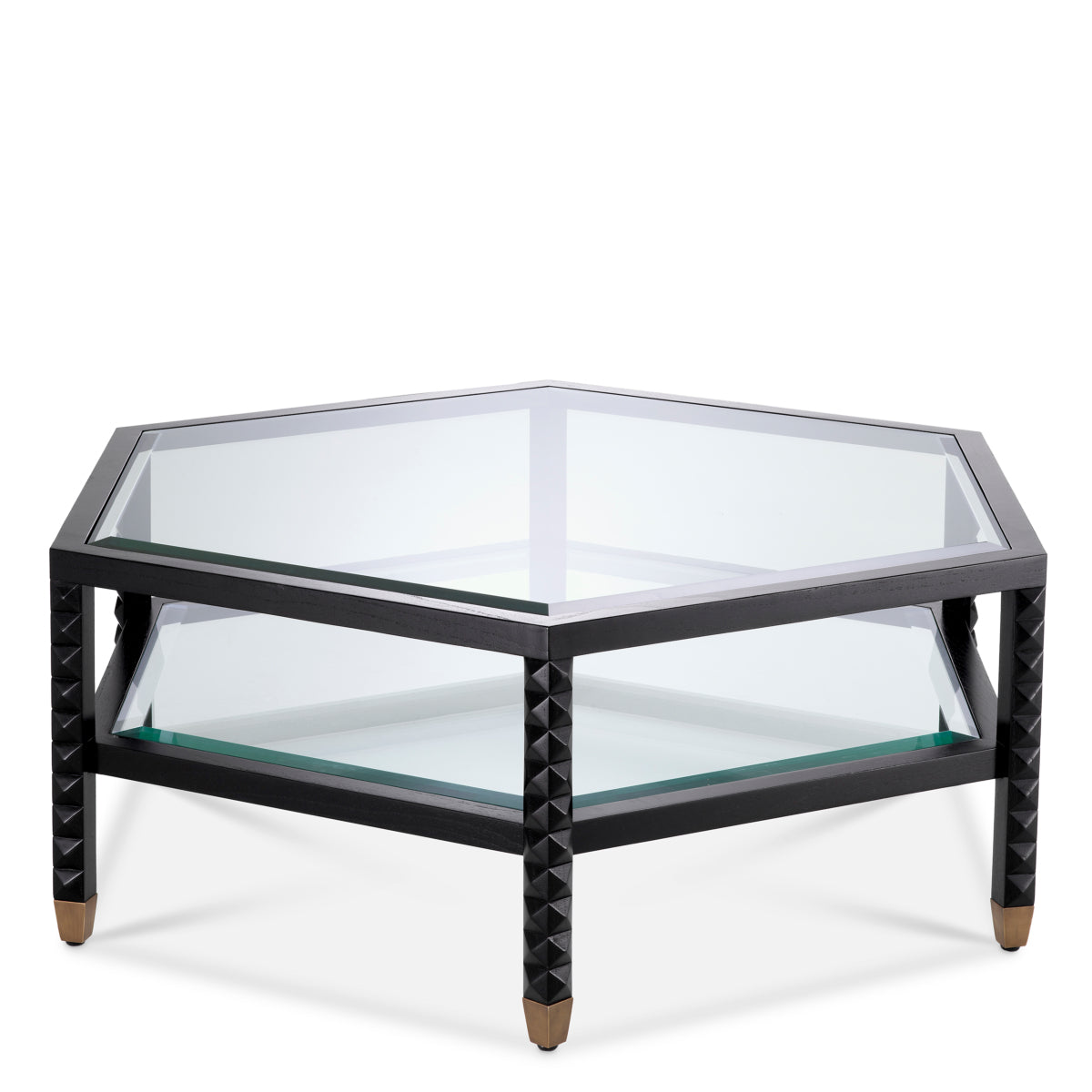 Eichholtz Cornelius Coffee Table, Classic Black, Bevelled Glass (119502)