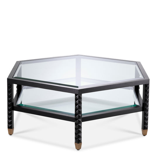 Eichholtz Cornelius Coffee Table, Classic Black, Bevelled Glass (119502)