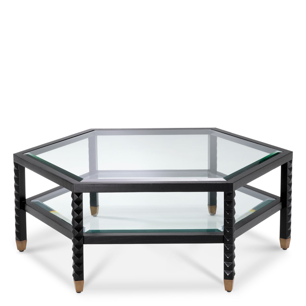 Eichholtz Cornelius Coffee Table, Classic Black, Bevelled Glass (119502)